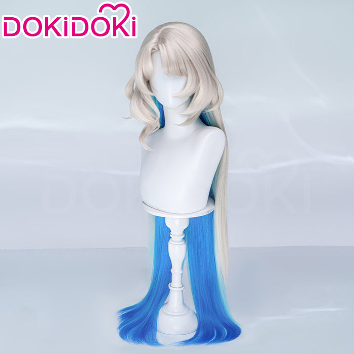【Ready For Ship】【110CM】DokiDoki Game Genshin Impact Cosplay Aria Wig Long Light Blonde Blue Hair
