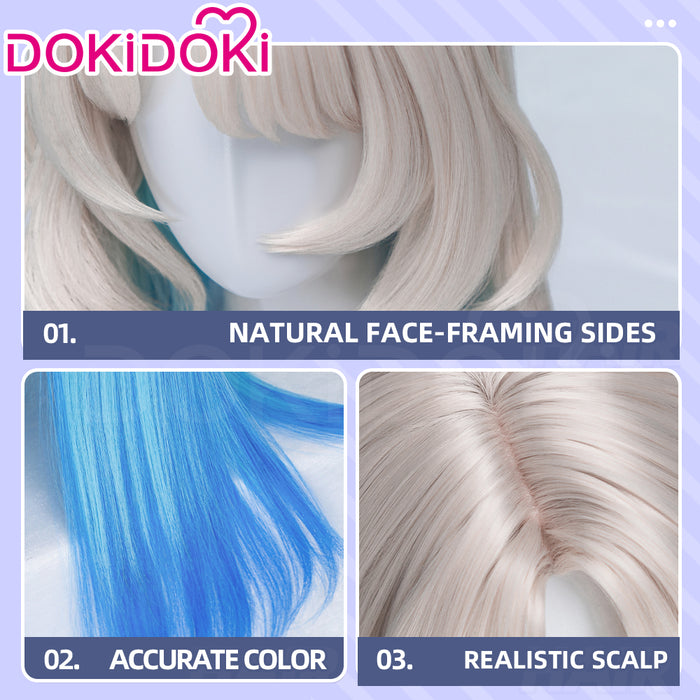 【Ready For Ship】【110CM】DokiDoki Game Genshin Impact Cosplay Aria Wig Long Light Blonde Blue Hair