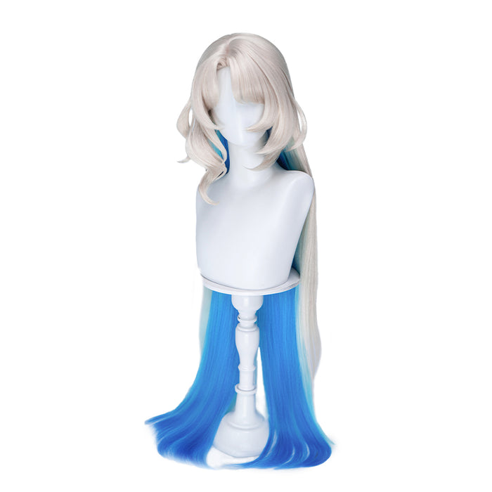 【Ready For Ship】【110CM】DokiDoki Game Genshin Impact Cosplay Aria Wig Long Light Blonde Blue Hair