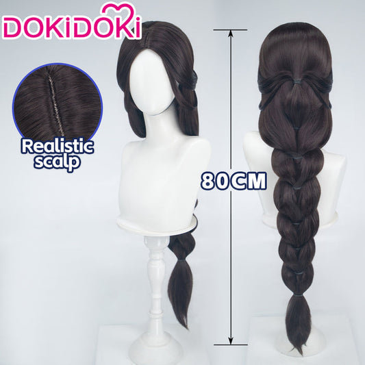 【Ready For Ship】DokiDoki Anime Avatar:The Last Airbender Cosplay Katara Wig Long Dark Brown Hair Braid