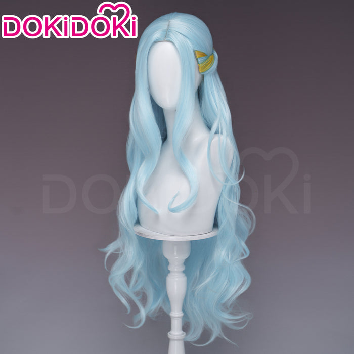 【Ready For Ship】DokiDoki Anime Cosaply Wig Blue Curly Yellow Highlight Hair Pre Braided