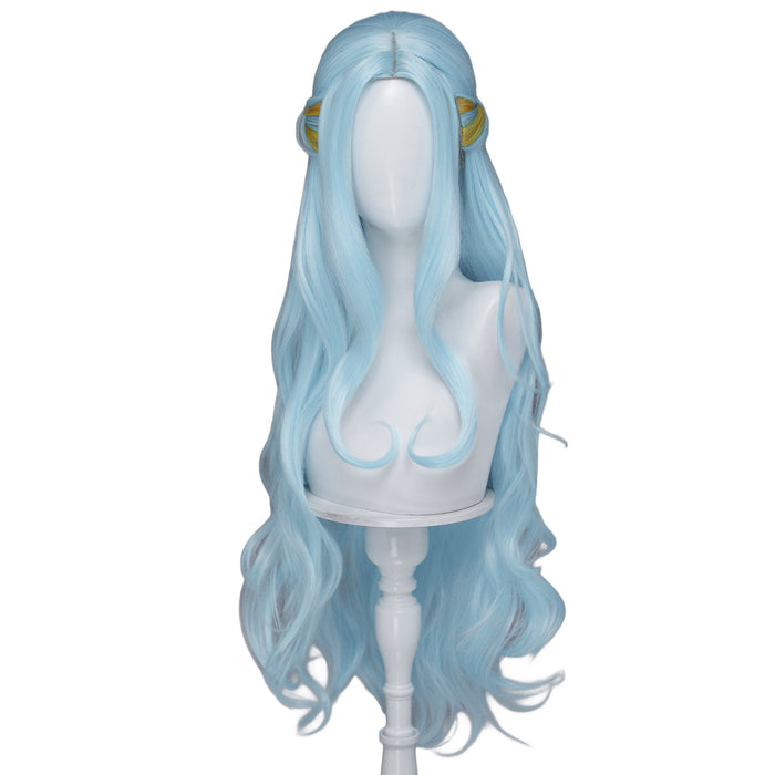 【Ready For Ship】DokiDoki Anime Cosaply Wig Blue Curly Yellow Highlight Hair Pre Braided