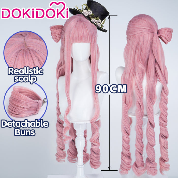 【Ready For Ship】DokiDoki Anime Cosaply Wig Long Curly Pink Hair Pre Braided Pre Curled Detachable Buns HEROINESSS
