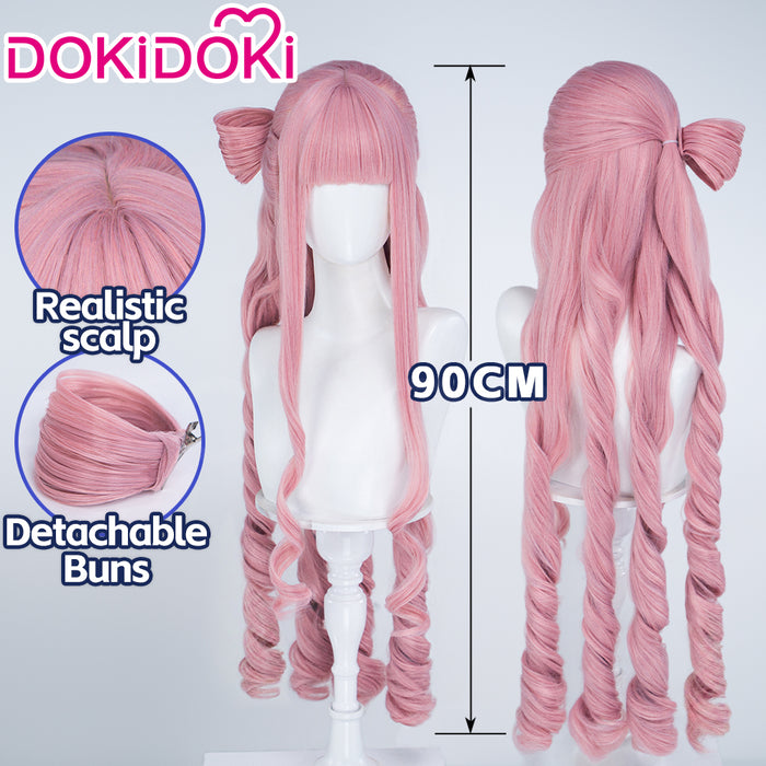 【Ready For Ship】DokiDoki Anime Cosaply Wig Long Curly Pink Hair Pre Braided Pre Curled Detachable Buns HEROINESSS