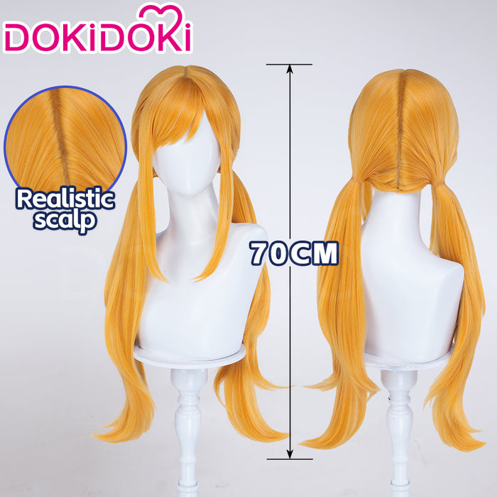 【Ready For Ship】DokiDoki Anime Cosaply Wig Long Straight Orange Hair Pre Braided Twin Tails HEROINESSS