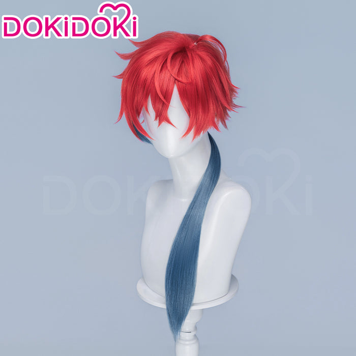 【Ready For Ship】DokiDoki Anime Cosmic Princess Kaguya! Cosplay Akira Mikado Wig / Horns Long Red Green Braid Hair