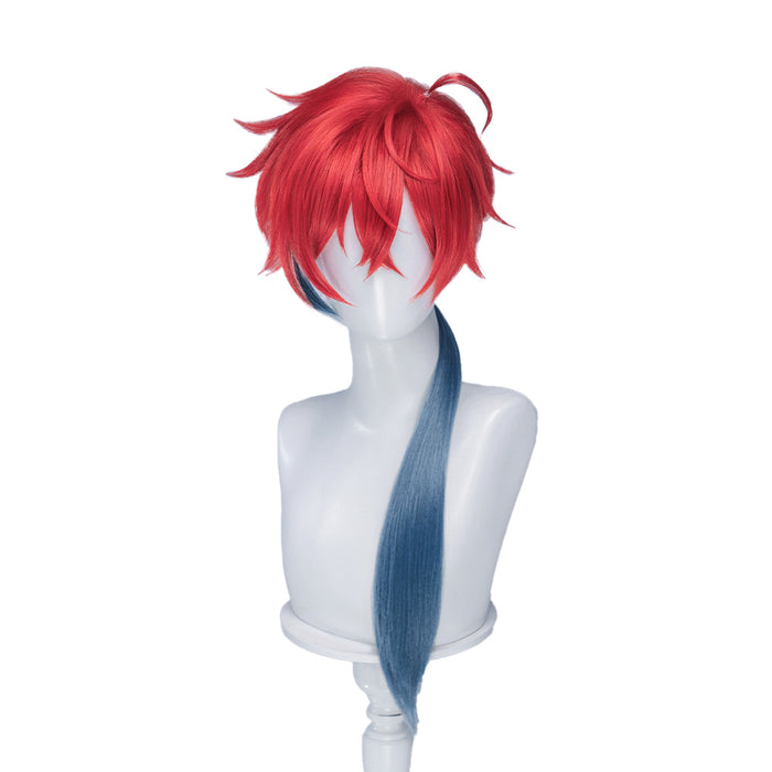 【Ready For Ship】DokiDoki Anime Cosmic Princess Kaguya! Cosplay Akira Mikado Wig / Horns Long Red Green Braid Hair