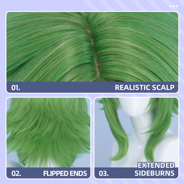 【Ready For Ship】DokiDoki Anime Cosplay Wig Long Curly Green Flipped Ends Hair