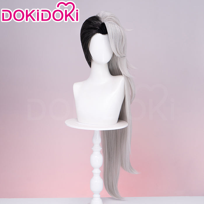 【Ready For Ship】DokiDoki Anime Hell Boss Cosplay Wig Long Straight Black White Hair