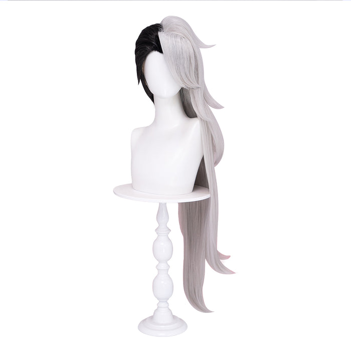 【Ready For Ship】DokiDoki Anime Hell Boss Cosplay Wig Long Straight Black White Hair