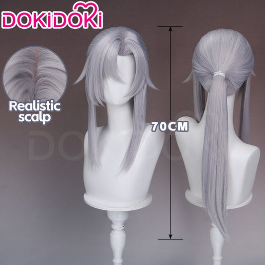 【Ready For Ship】DokiDoki Anime Seraph Of The End Cosplay Ferid Bathory Wig Long Straight Silver Hair Pre Braided