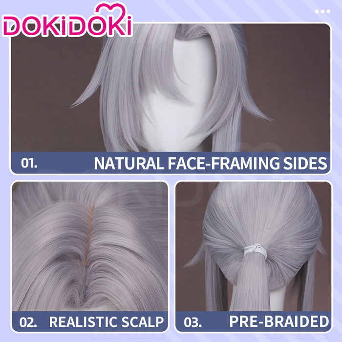 【Ready For Ship】DokiDoki Anime Seraph Of The End Cosplay Ferid Bathory Wig Long Straight Silver Hair Pre Braided