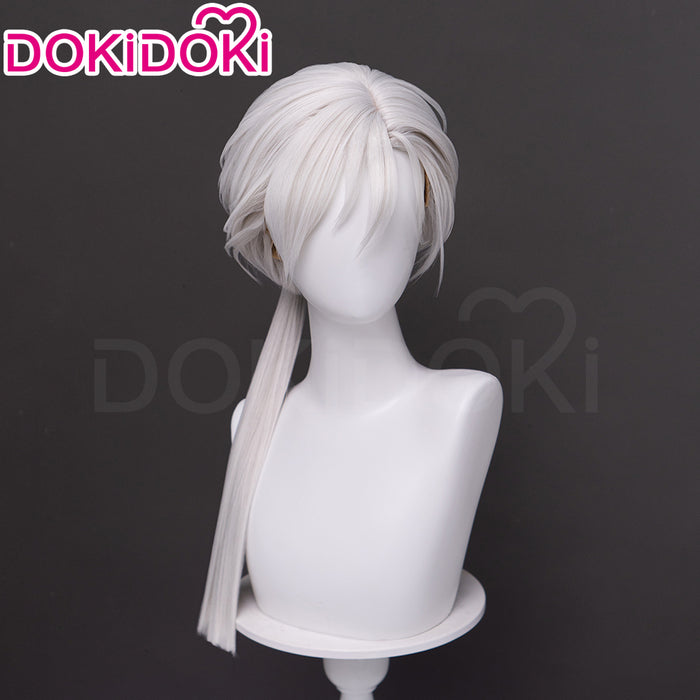 【Ready For Ship】DokiDoki Game Cosplay Fox Guy Wig Long Straight Ponytail White Hair