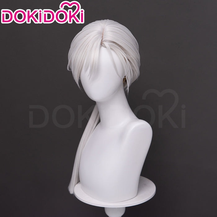 【Ready For Ship】DokiDoki Game Cosplay Fox Guy Wig Long Straight Ponytail White Hair