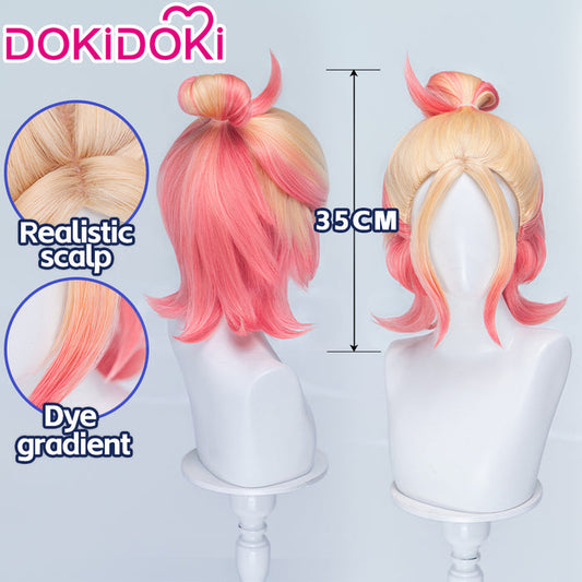 【Ready For Ship】DokiDoki Game Cosplay Trainer Wig Short Blonde Peach Pink Gradient Hair
