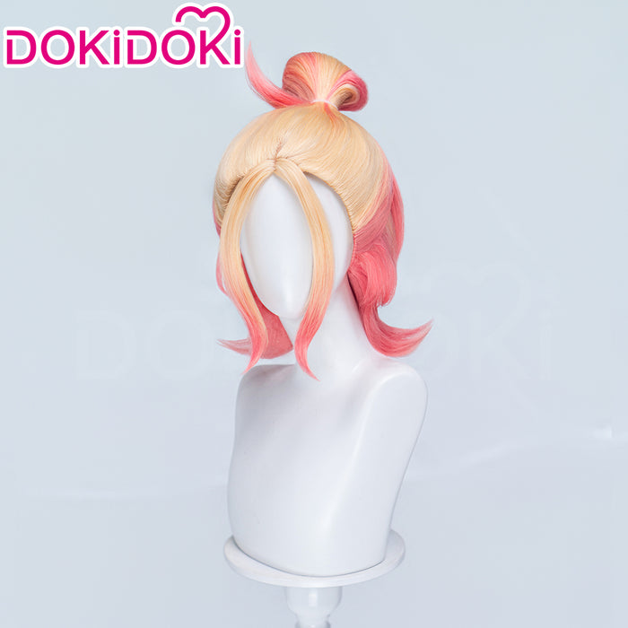 【Ready For Ship】DokiDoki Game Cosplay Trainer Wig Short Blonde Peach Pink Gradient Hair