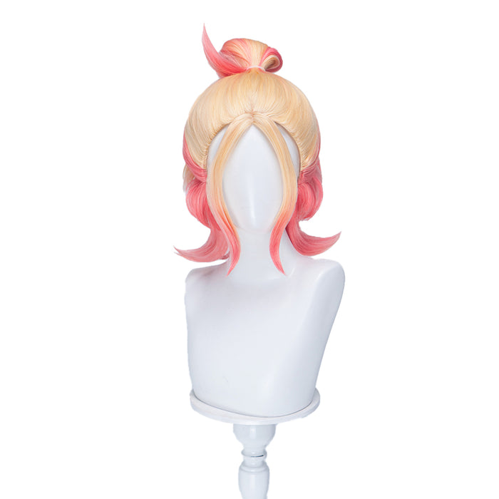 【Ready For Ship】DokiDoki Game Cosplay Trainer Wig Short Blonde Peach Pink Gradient Hair