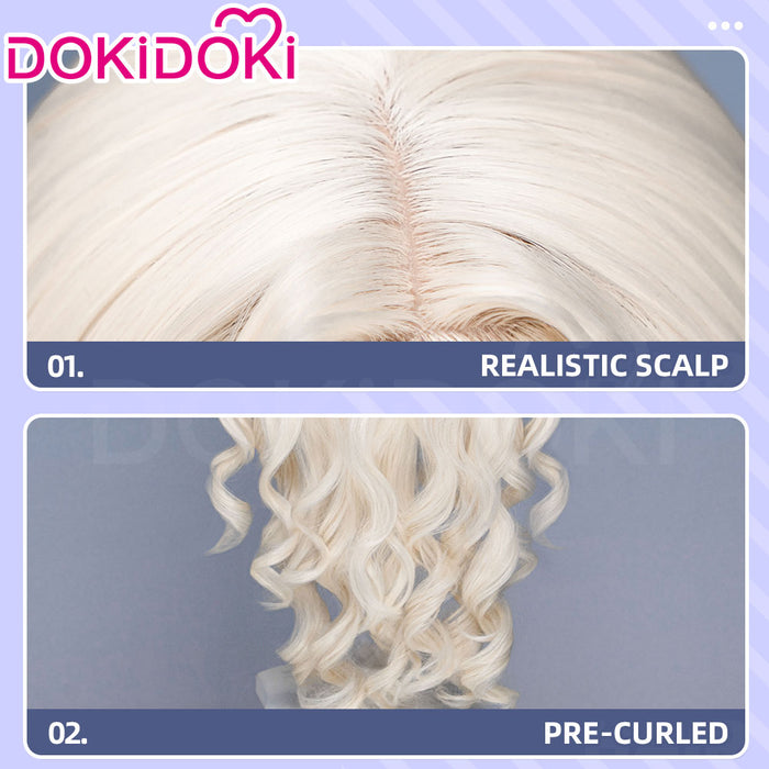 【Ready For Ship】DokiDoki Game Cosplay Wig Long Curly Light Blonde Hair