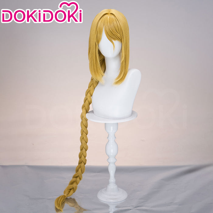 【Ready For Ship】DokiDoki Game Cosplay Wig Long Straight Golden Single Braided Hair