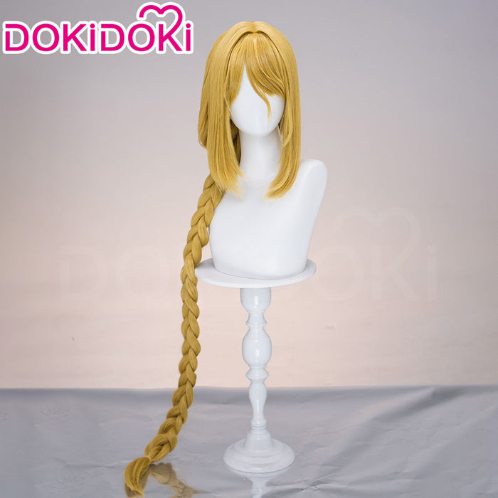【Ready For Ship】DokiDoki Game Cosplay Wig Long Straight Golden Single Braided Hair