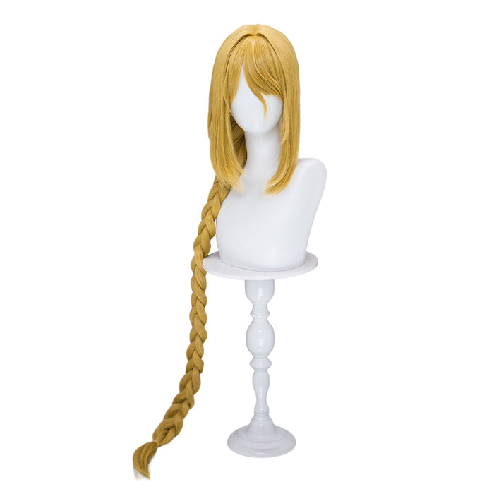【Ready For Ship】DokiDoki Game Cosplay Wig Long Straight Golden Single Braided Hair