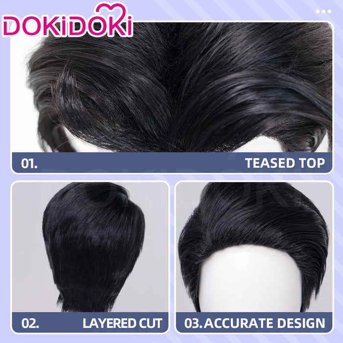 【Ready For Ship】DokiDoki Game Cosplay Wig Short Black Smooth Hair