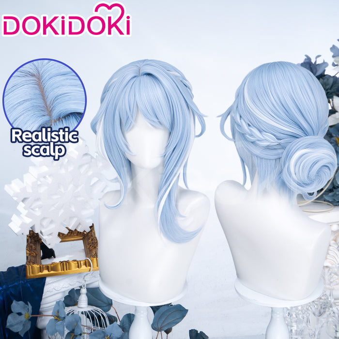 【Ready For Ship】DokiDoki Game Genshin Impact Cosplay Odette Wig Long Blue White Highlight Hair Buns Snezhnaya