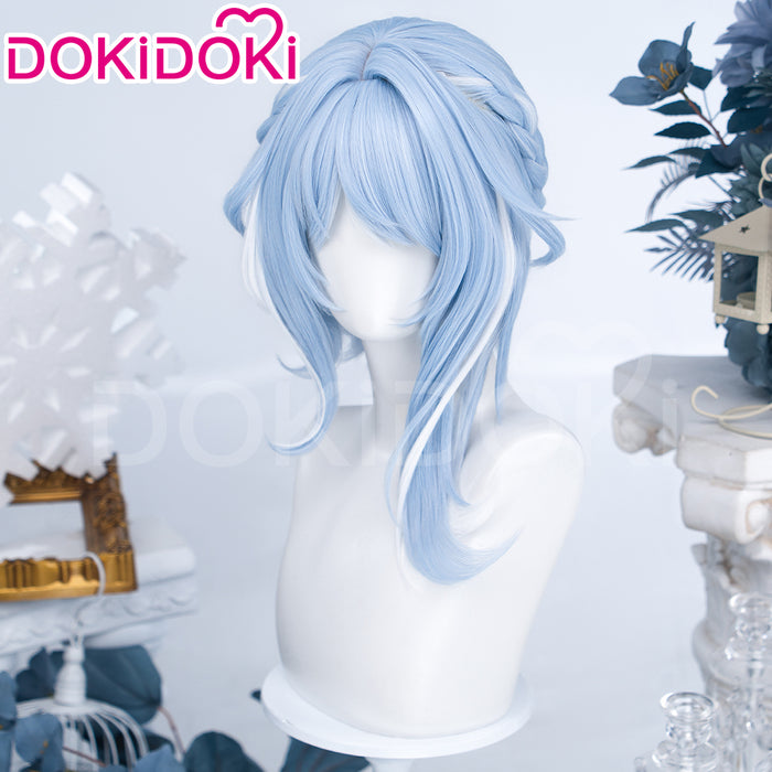 【Ready For Ship】DokiDoki Game Genshin Impact Cosplay Odette Wig Long Blue White Highlight Hair Buns Snezhnaya