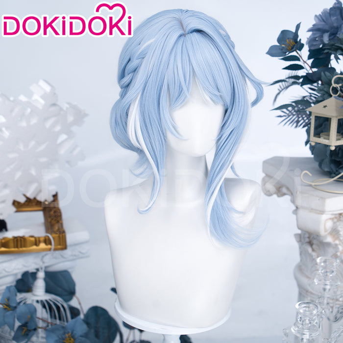 【Ready For Ship】DokiDoki Game Genshin Impact Cosplay Odette Wig Long Blue White Highlight Hair Buns Snezhnaya