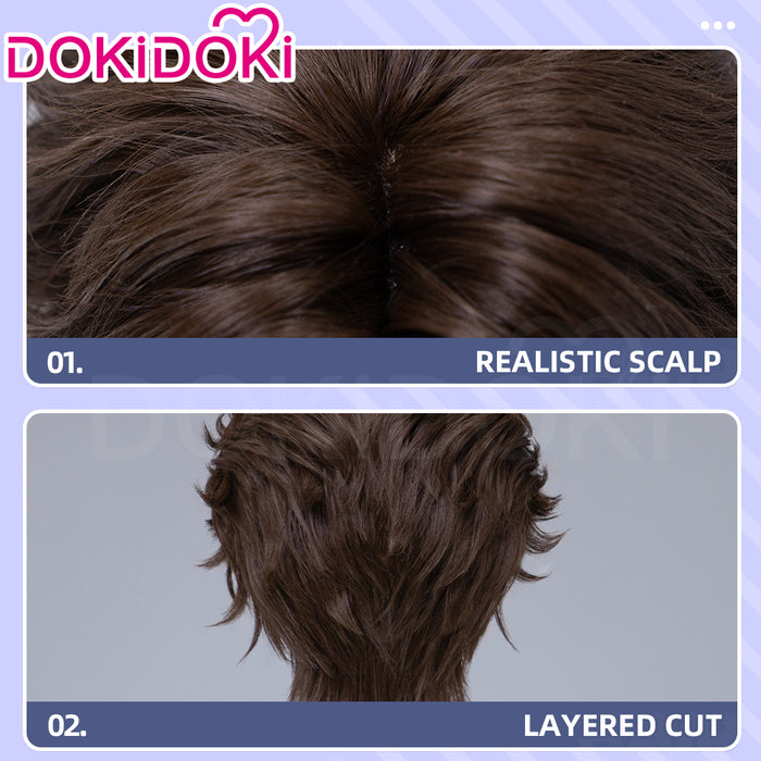 【Ready For Ship】DokiDoki Game Identity V Cosplay Eli Clark Wig Short Brown Hair Seer BLK.ELI idv