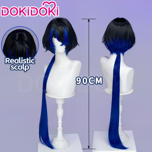 【Ready For Ship】DokiDoki Game Neverness to Everness Cosplay Daffodill Wig Short Black Blue Layerd Hair Long Ponytail NTE