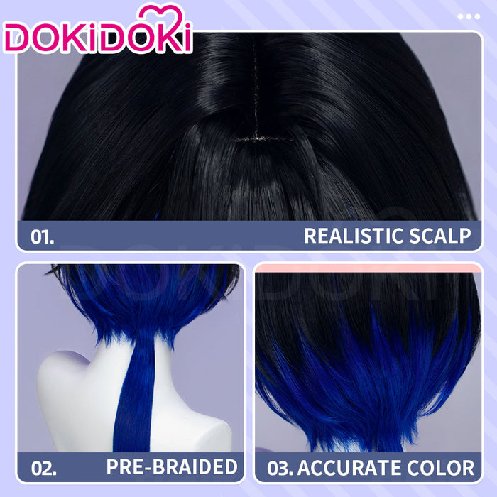 【Ready For Ship】DokiDoki Game Neverness to Everness Cosplay Daffodill Wig Short Black Blue Layerd Hair Long Ponytail NTE