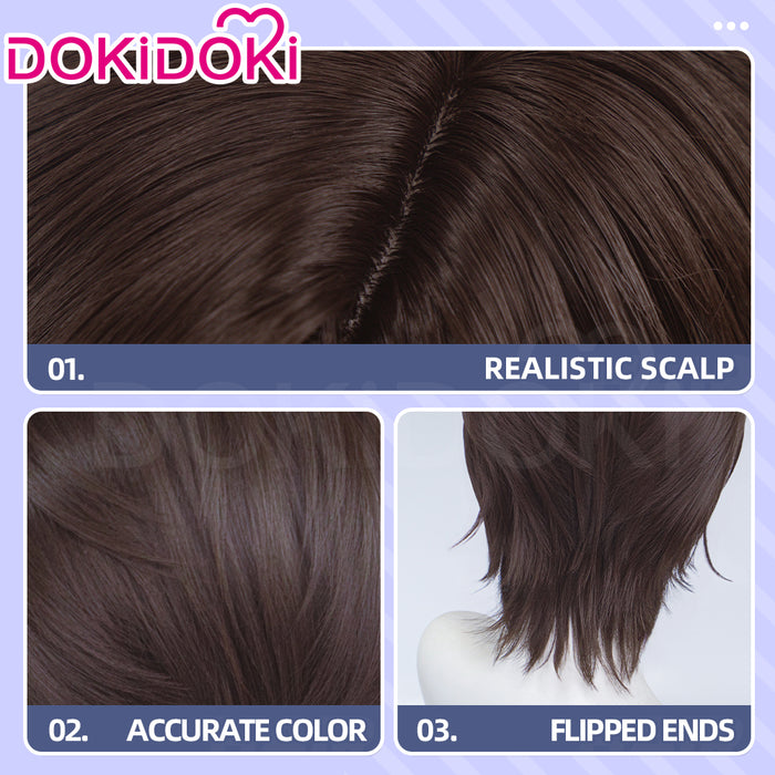 【Ready For Ship】DokiDoki Game Stellar Blade: Blood Rain Cosplay Evie Wig Short Straight Brown Hair Flipped Ends