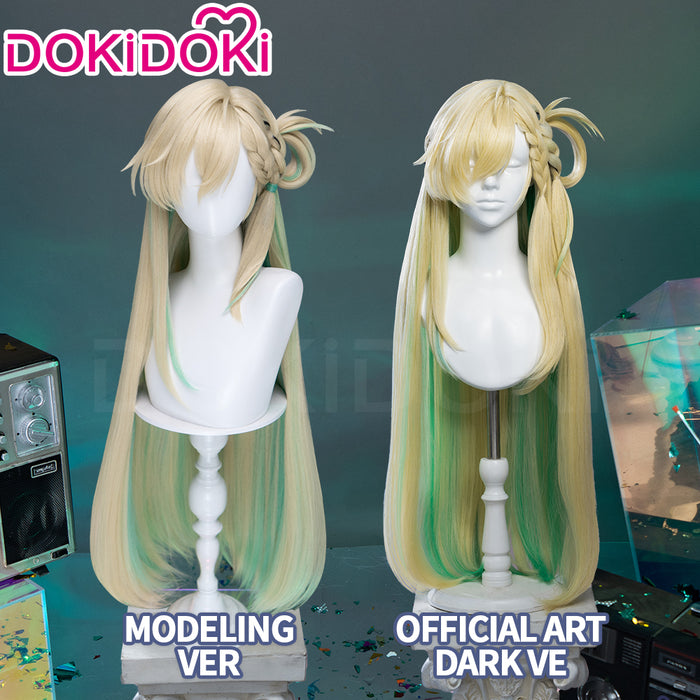 【Ready For Ship】DokiDoki Game Wuthering Waves Cosplay Lynae Wig Long Straight Blonde Green Hightlight Hair