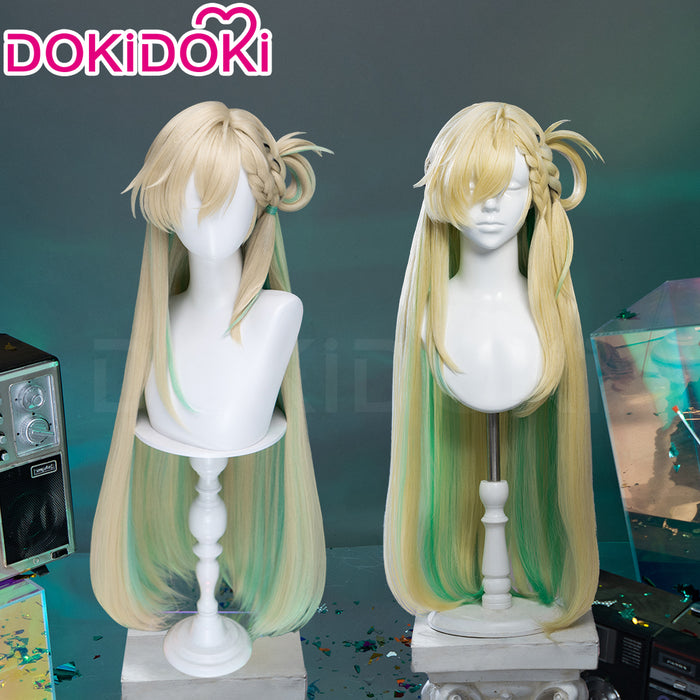 【Ready For Ship】DokiDoki Game Wuthering Waves Cosplay Lynae Wig Long Straight Blonde Green Hightlight Hair