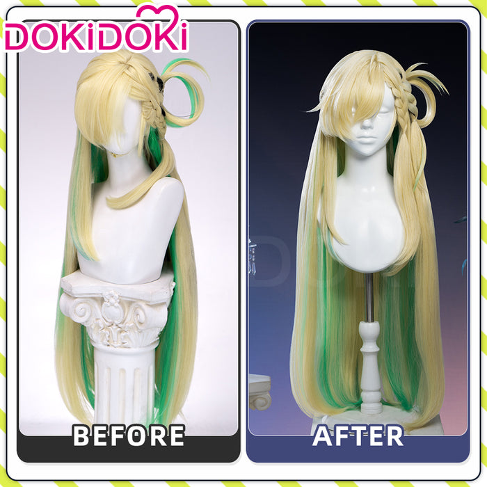 【Ready For Ship】DokiDoki Game Wuthering Waves Cosplay Lynae Wig Long Straight Blonde Green Hightlight Hair