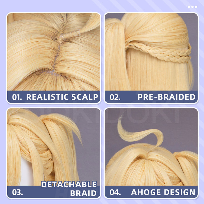 【Ready For Ship】DokiDoki Game Zenless Zone Zero Cosplay Cissia Wig Long Straight Blonde Hair Side Ponytail ZZZ