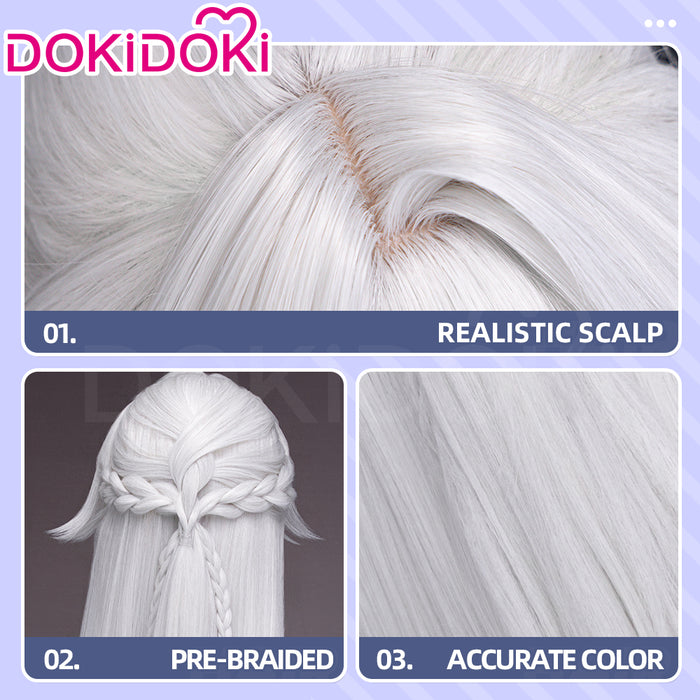 【Ready For Ship】DokiDoki Game Zenless Zone Zero Cosplay Severian Lowell Wig Long Straight White Hair Pre Braided ZZZ