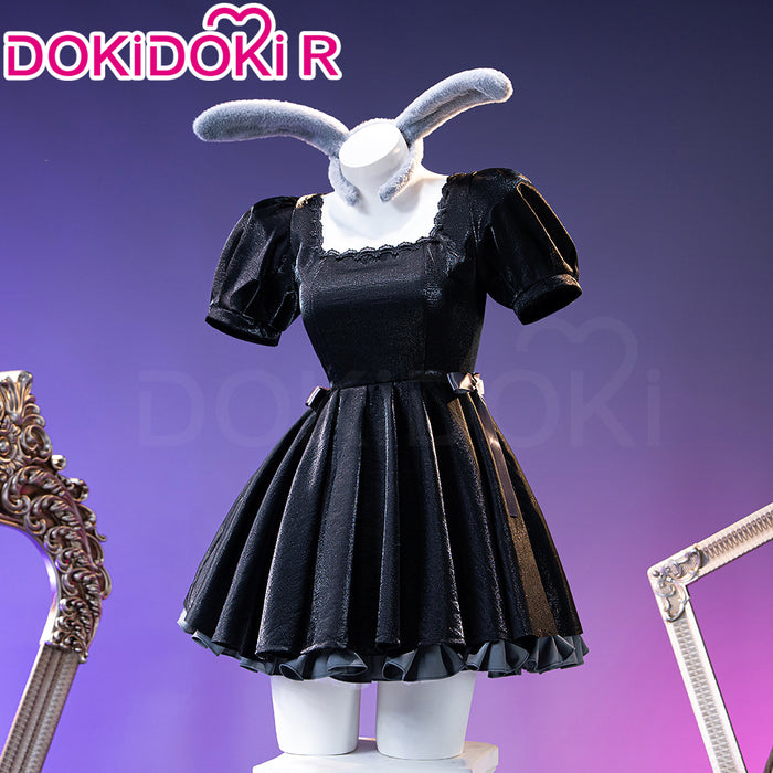 【Ready For Ship】DokiDoki-R Anime Music Video Cosplay Female Black Costume Dress 3rd Anniversary Cafe Rabbit Headwear Halloween
