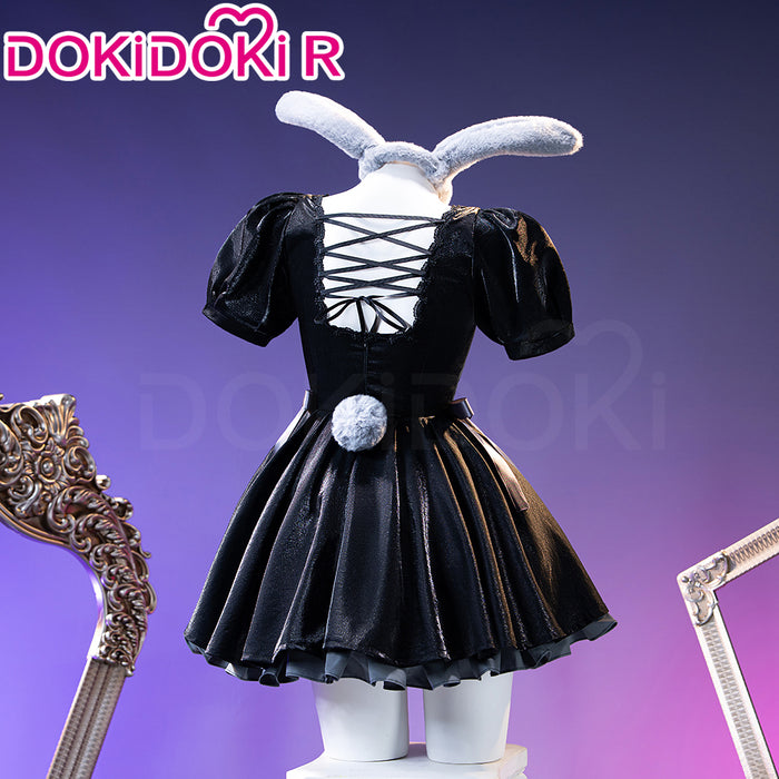 【Ready For Ship】DokiDoki-R Anime Music Video Cosplay Female Black Costume Dress 3rd Anniversary Cafe Rabbit Headwear Halloween