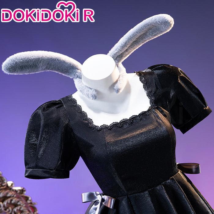 【Ready For Ship】DokiDoki-R Anime Music Video Cosplay Female Black Costume Dress 3rd Anniversary Cafe Rabbit Headwear Halloween