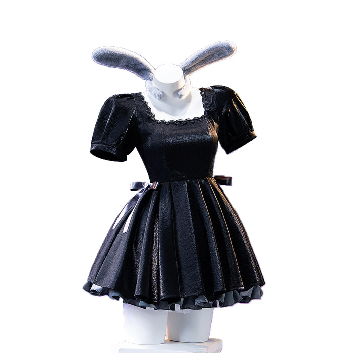 【Ready For Ship】DokiDoki-R Anime Music Video Cosplay Female Black Costume Dress 3rd Anniversary Cafe Rabbit Headwear Halloween