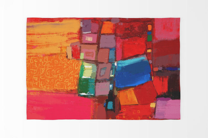 Red Rug, Decorative Rug, Area Rug 4X6, Durable Rug, Rectangle Rugs, Rainbow Rug, Abstract Rug, Stylish Carpet, Gift For Her, Made In Usa