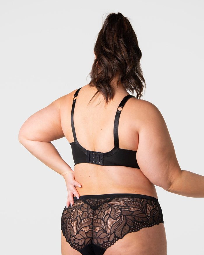 Refined Flexiwire Full Cup Bra Black — plus size fit, full cup lace coverage — Hotmilk Evolve