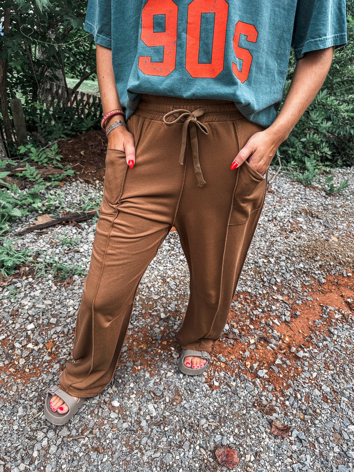 Relaxed Barrel Pants in Chocolate Brown // ships in about a week