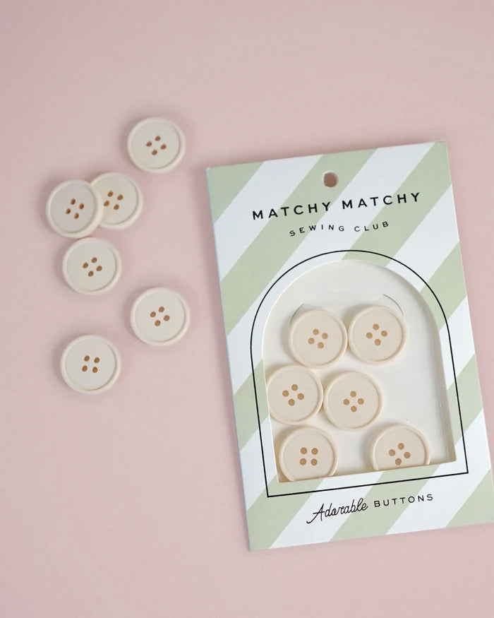 Retro Buttons - Cream Puff - Off White - Matchy Matchy Sewing Club