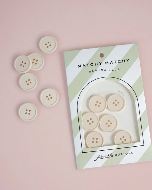 Retro Buttons - Cream Puff - Off White - Matchy Matchy Sewing Club