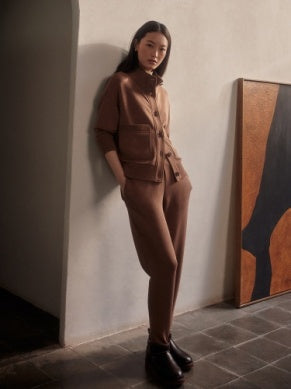 Sabrina Button Through Sweat-Golden Bronze Marl