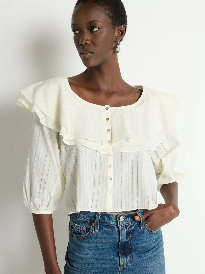Sandra Ruffle Blouse-Porcelain