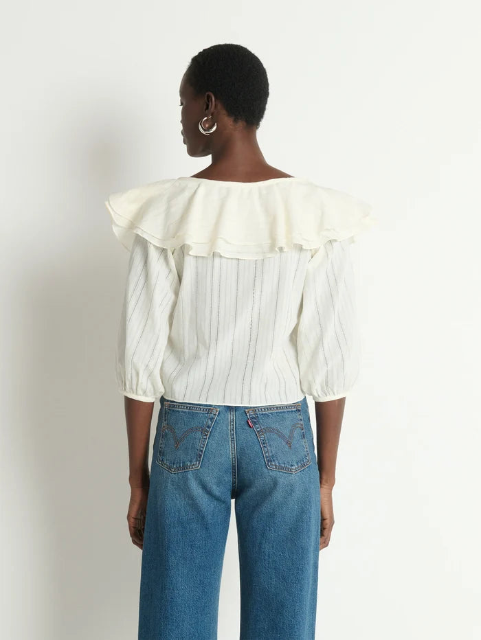 Sandra Ruffle Blouse-Porcelain